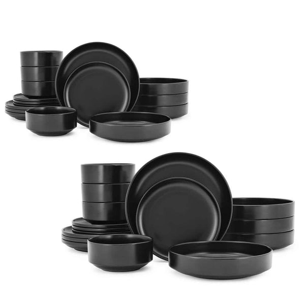 Home Decorators Collection Chastain Solid 32 - Piece Matte Black Stoneware Dinnerware Set (Service for 8)