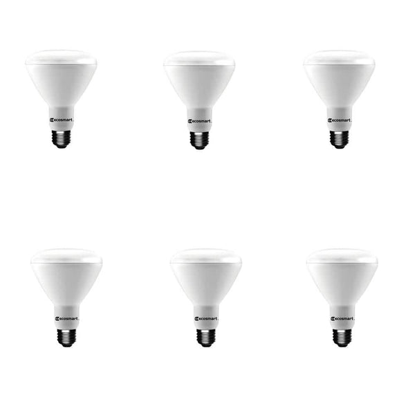 Ecosmart 65 - Watt Equivalent Soft White BR30 Dimmable LED Light Bulb 6 - Pack