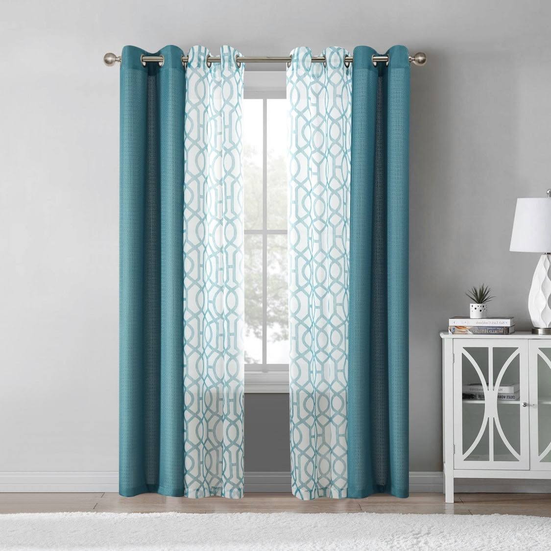 Mainstays Kingswood 4 Piece Window Curtain Set, Green