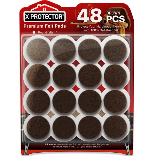 48 Brown Premium Chair Felt Furniture Pads X - Protector!