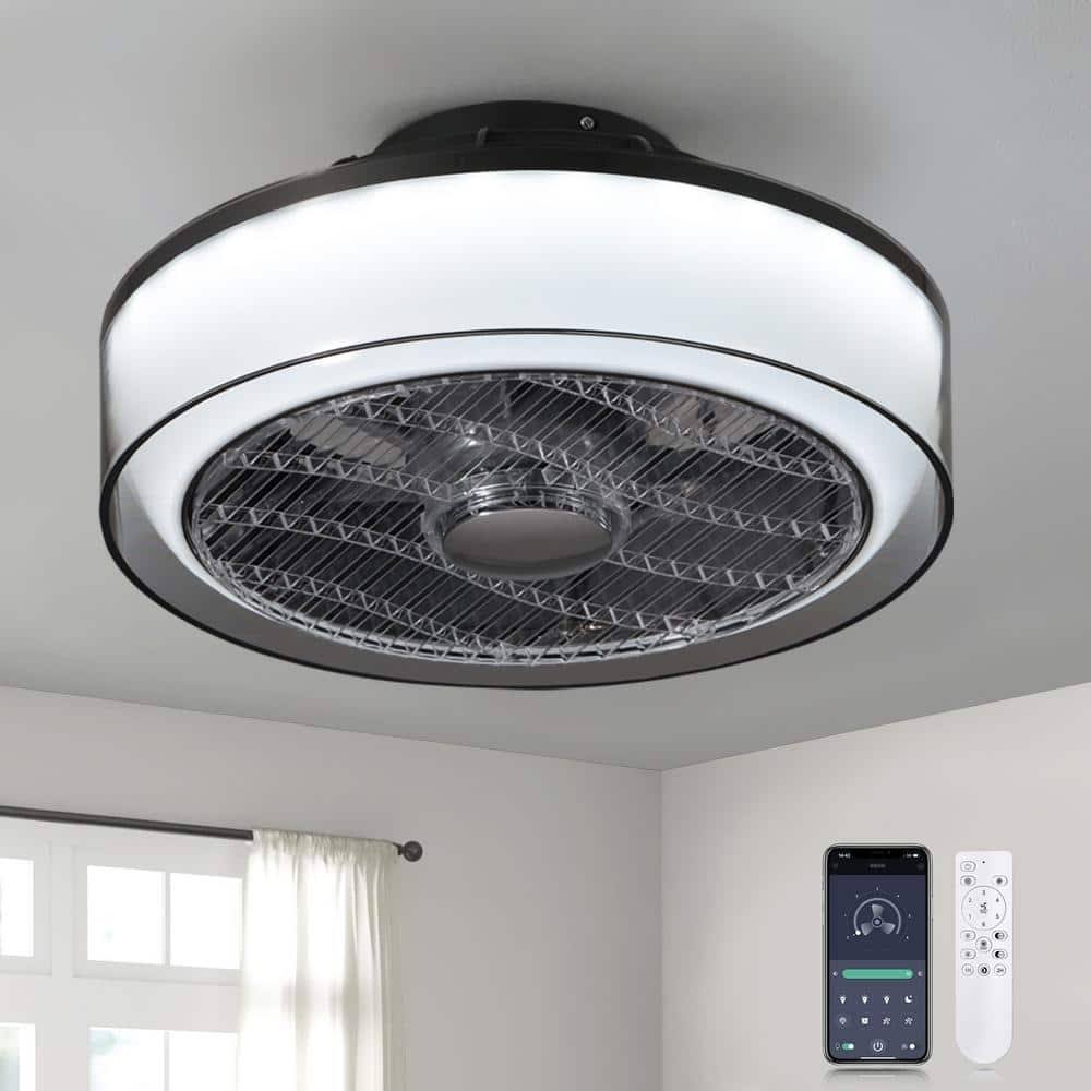 Antoine HD - FSD - 68 16 in. Modern Dimmable Integrated LED Indoor Smoky Gray Smart Enclosed Ceiling Fan with Remote