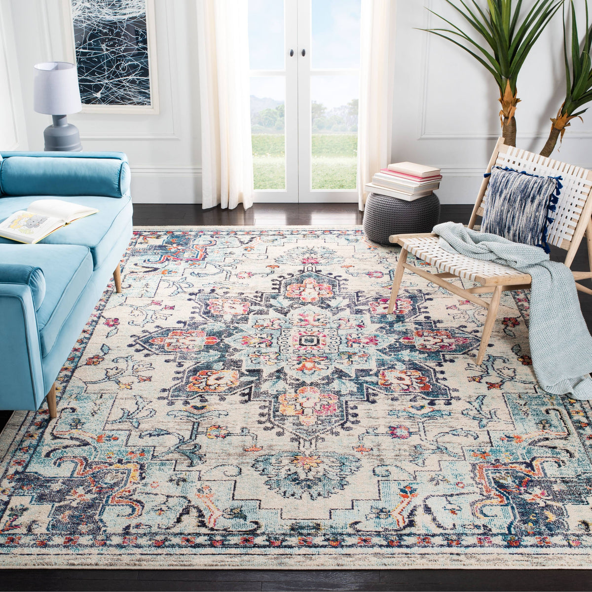 Safavieh Madison Cream/Blue 6 ft. x 9 ft. Area Rug