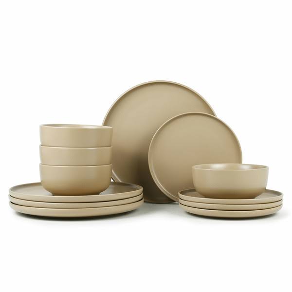 Mainstays Alessandra Brown 12 - Piece Stoneware Dinnerware Set