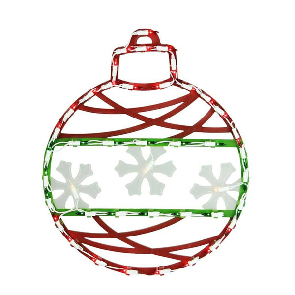 17" Red Green and White Lighted Christmas Ornament Window Silhouette Decoration