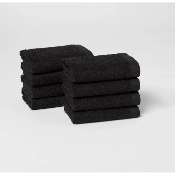 8pc Antimicrobial Bath Towel/Washcloth Set Black - Room Essentials