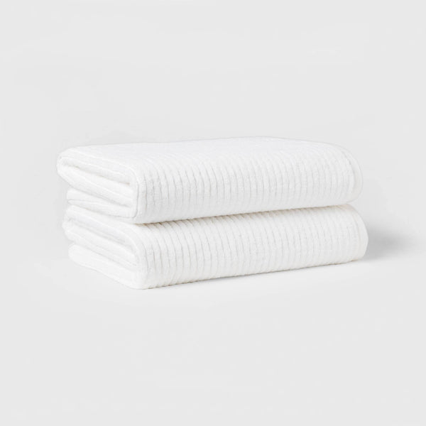 2pk Quick Dry Ribbed Bath Towel Set - Threshold