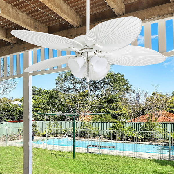 Honeywell Palm Lake 52" White Tropical LED Ceiling Fan with Bowl Light Palm Leaf