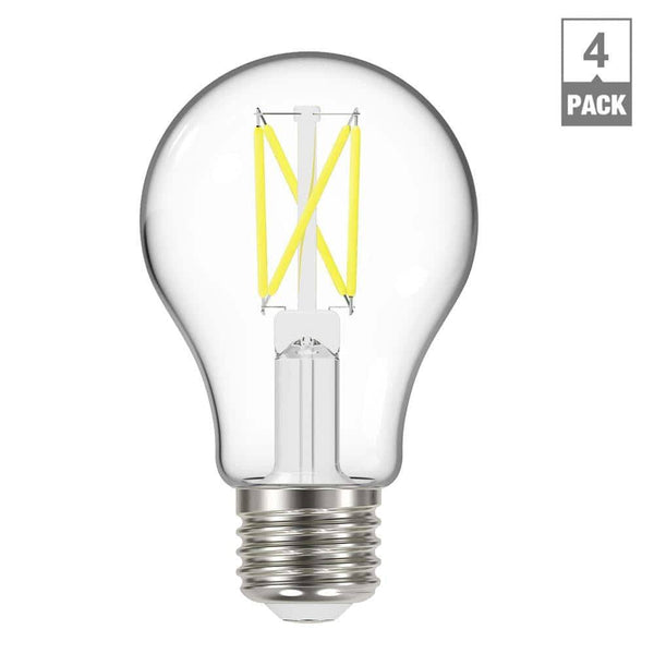 Ecosmart 40 - Watt Equivalent A19 Dimmable Clear Glass Filament LED Light Bulb Bright White (4 - Pack)