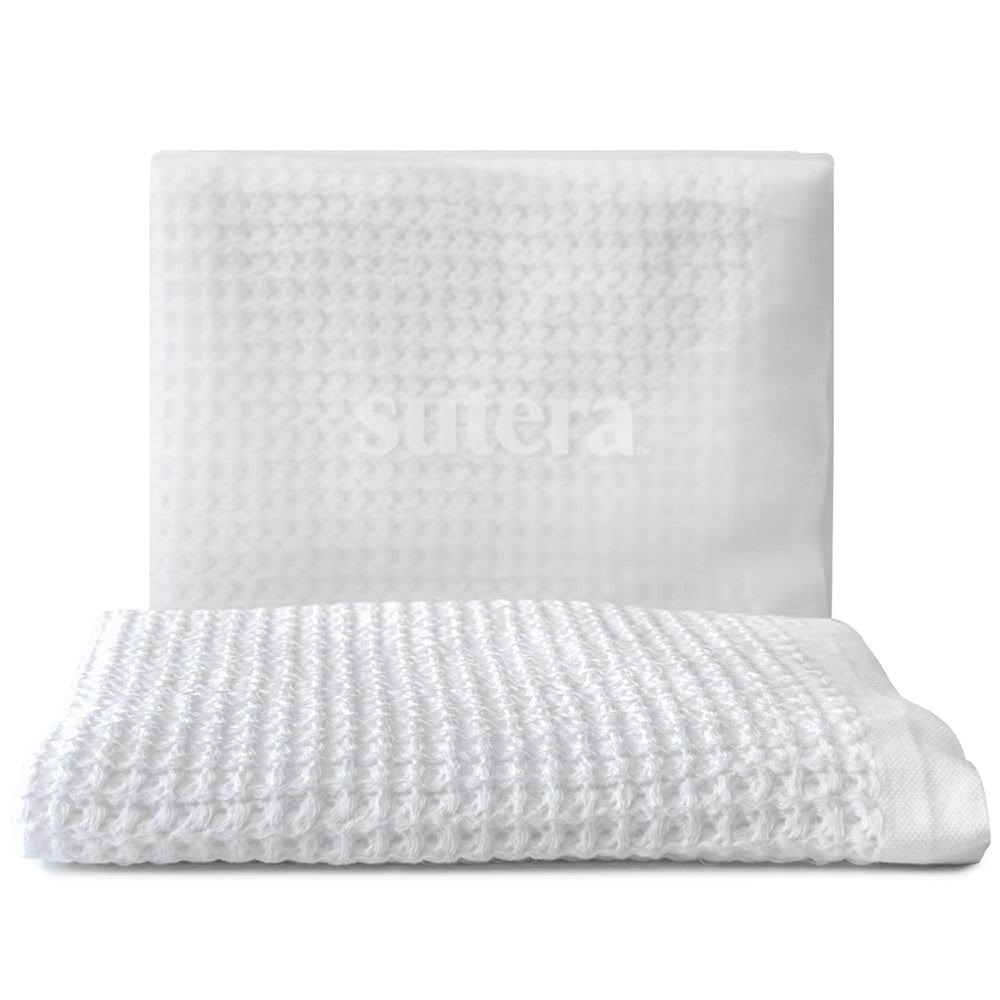 Sutera Silverthread Waffle Towel California - Grown Pima Cotton, Quick Drying, Ultra Soft, Lightweight and Absorbent Luxury Bath Towel (White)