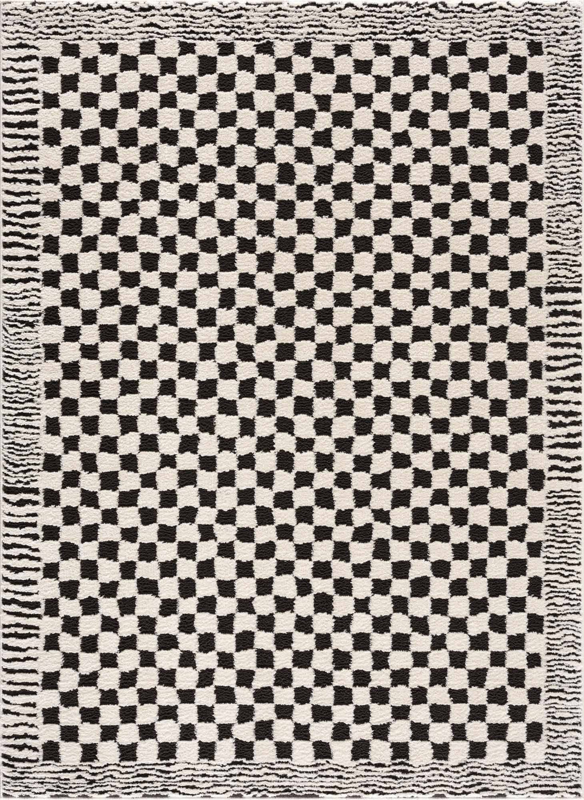 Hauteloom Leryn Black & White Checkered Area Rug - Area Rug for Living Room, Bedroom - Black & White Checkered Rug - 6'7" x 9' Rectangle