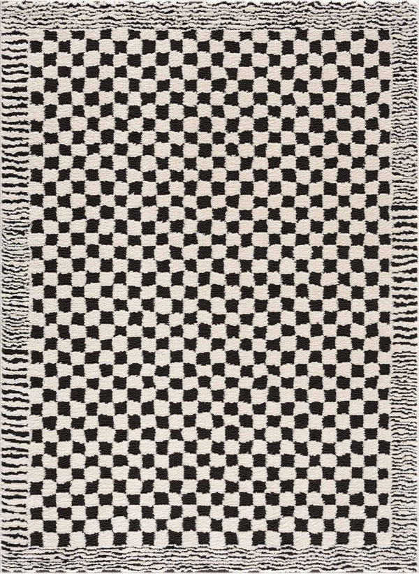 Hauteloom Leryn Black & White Checkered Area Rug - Area Rug for Living Room, Bedroom - Black & White Checkered Rug - 6'7" x 9' Rectangle