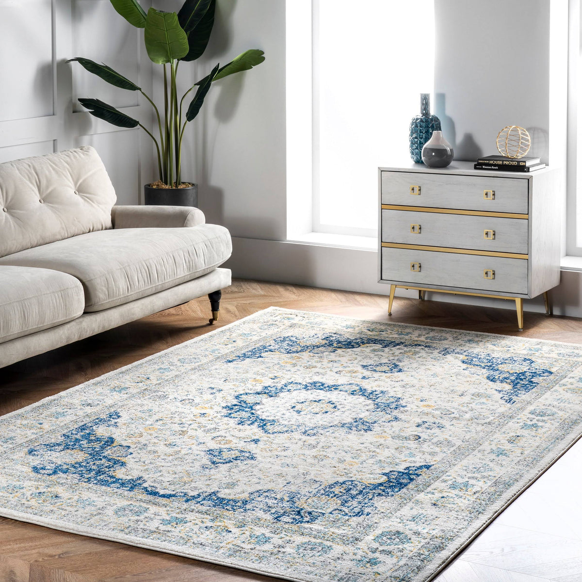NuLOOM Verona Patterned Area Rug - Blue - Size 8' x 10'