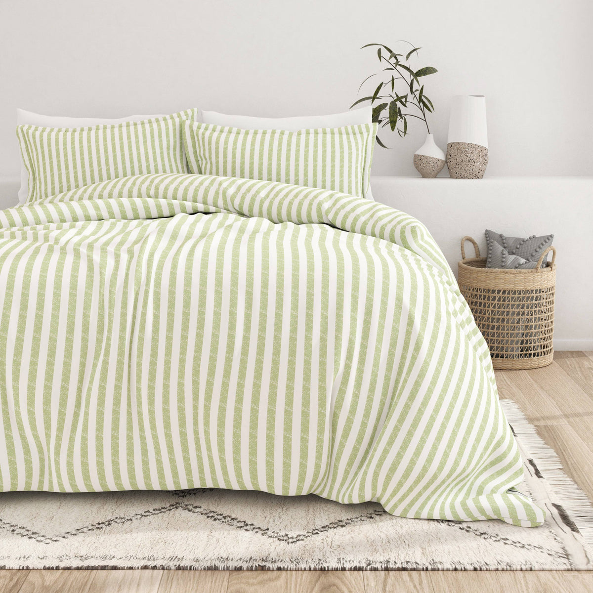 Puffed Rugged Stripes 3 - Piece Duvet Cover Set, King