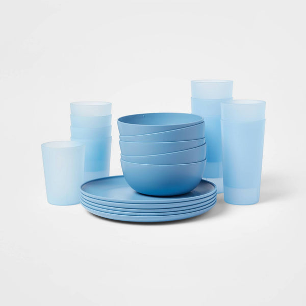 20pc Plastic Dinnerware Set Blue - Room Essentials
