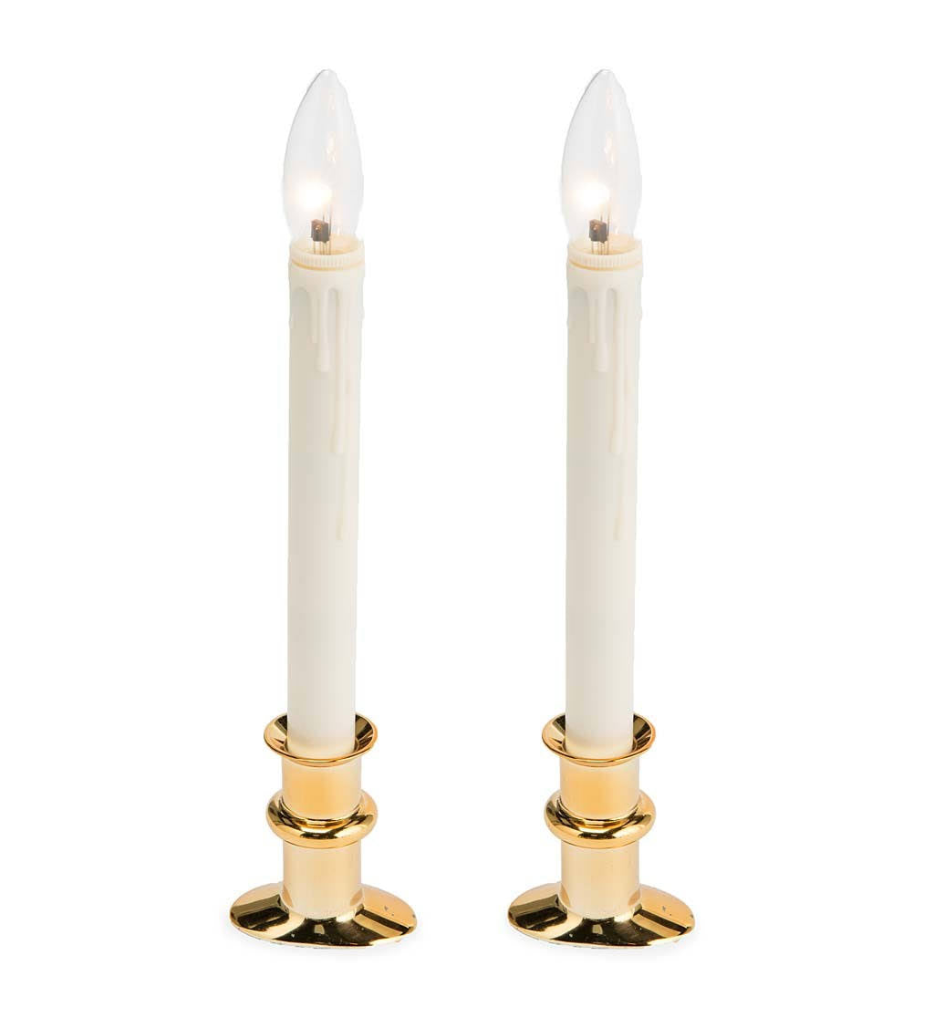 Plow & Hearth Adjustable Window Hugger Candles - Brass - Set of 2