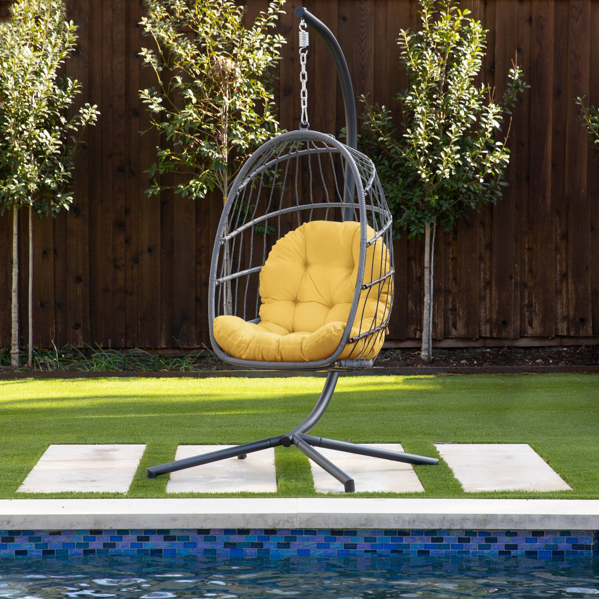 Humble + Haute Indoor/Outdoor Egg Chair Cushion - Cushion Only - 27 x 44 x 4 Inches - Daffodil