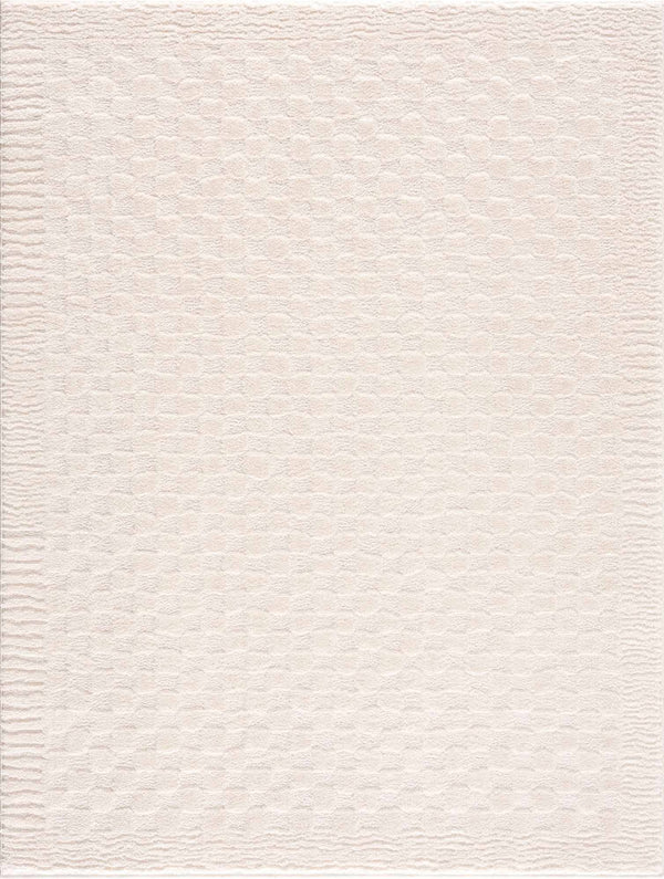 Hauteloom Leryn Ivory Checkered Area Rug - Area Rug for Living Room, Bedroom - Ivory Checkered Rug - 5'3" x 7' Rectangle