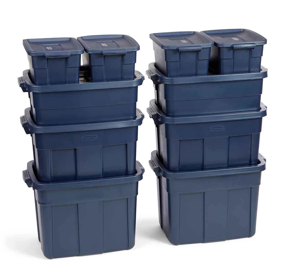 Rubbermaid Roughneck Variety Pack Storage Totes, Dark Indigo Metallic, 10 - Pack