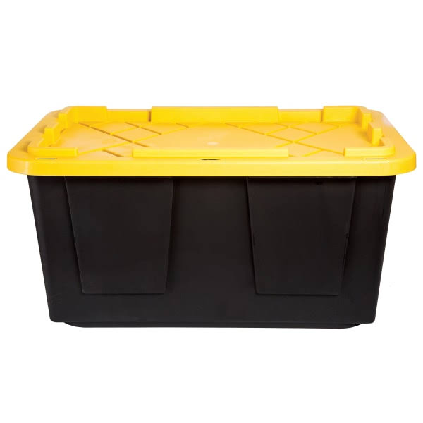 Office Depot Brand by Greenmade Professional Storage Tote with Handles/Snap Lid, 27 Gallon, 30 - 1/10" x 20 - 1/4" x 14 - 3/4", Black/Yellow