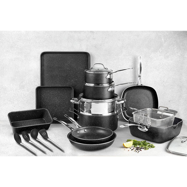 Granitestone 22 - Piece Non - Stick Aluminum Cookware Set with Utensils