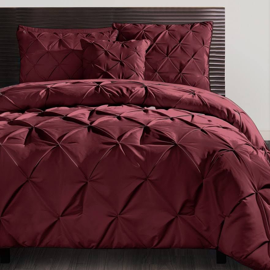 VCNY Home Carmen 4 - Piece Pintuck Textured Bedding Comforter Set, Burgundy, Queen