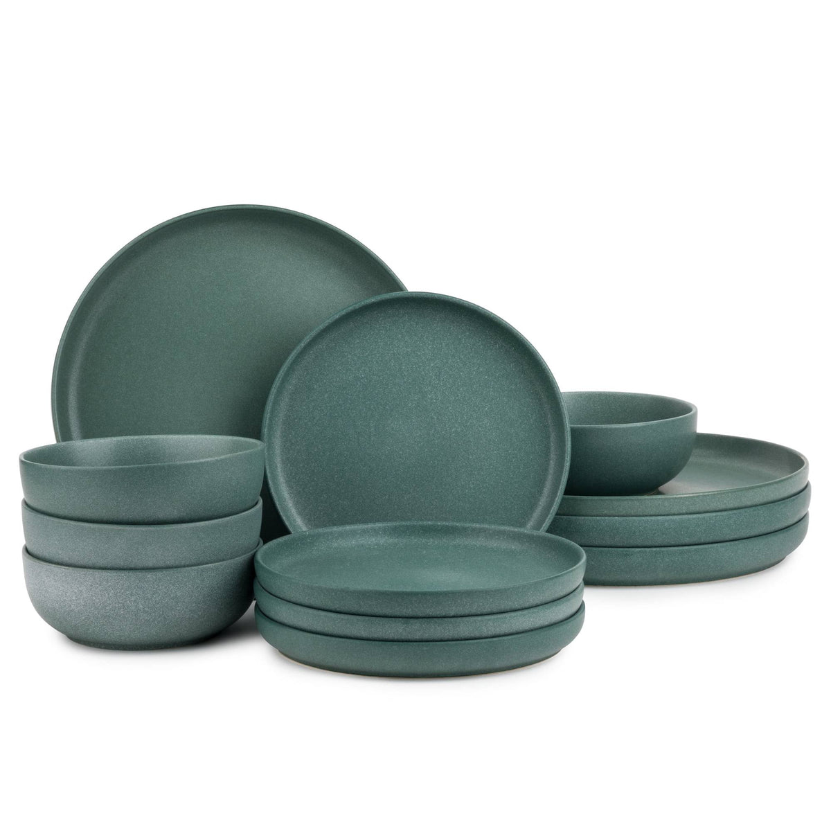 Thyme & Table 12 - Piece Stoneware Dinnerware Set, Caspian Green