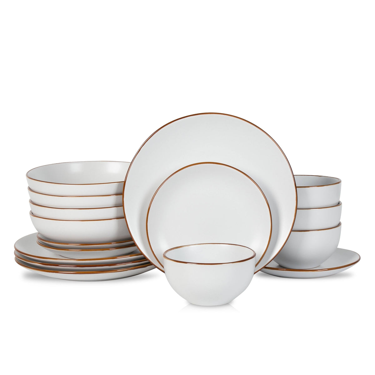 Stone + Lain Brasa Stoneware White Dinnerware Set - 16 - Piece 4