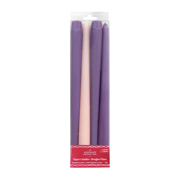 10" Purple & Pink Christmas Taper Candles by Ashland 4ct. - Michaels