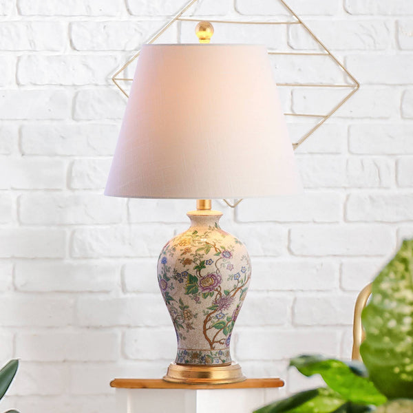 24" Penelope Chinoiserie Table Lamp (Includes LED Light Bulb) Cream - Jonathan Y