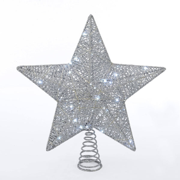 Holiday Time LED Christmas Tree Topper, Silver Star, 15 inch