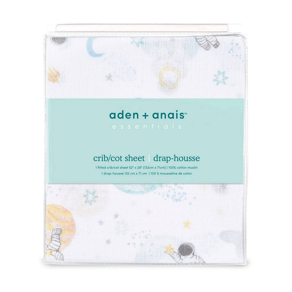 Aden + Anais Essentials Space Muslin Fitted Crib Sheet In Blue