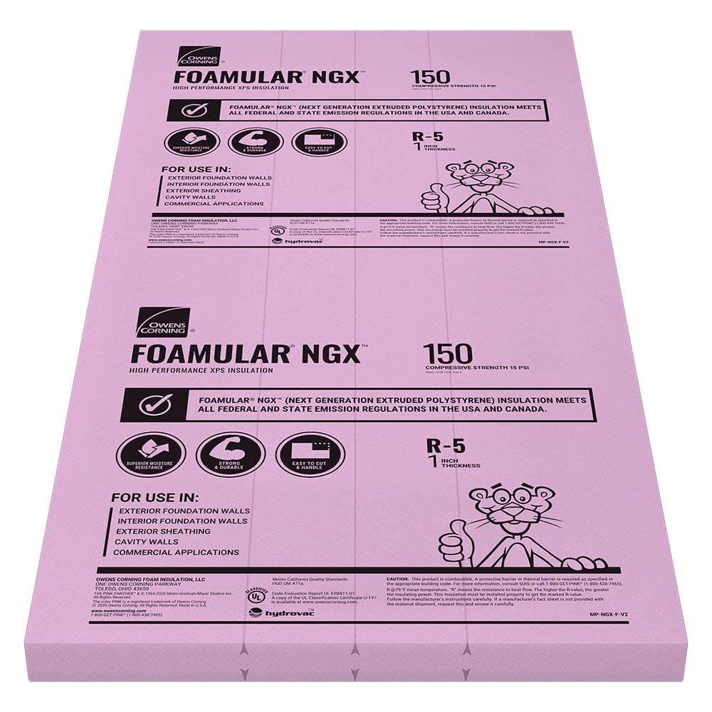 Owens Corning R - 5, 1 - in x 4 - ft x 8 - ft Foamular Unfaced Foam Board Insulation