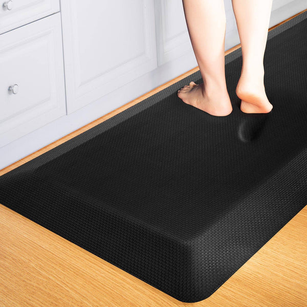 Anti Fatigue Mat Floor Kitchen Mat, FEATOL Standing Desk Mat Foam Cushioned Anti Fatigue Mats Comfort Standing Pad 9/10 inch Thick (20" x 32", Black)