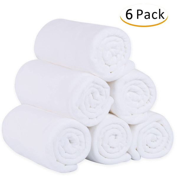 Jml 6 - Pack Cabana Striped Beach Towel Bath Towel Solid White, Size: 27