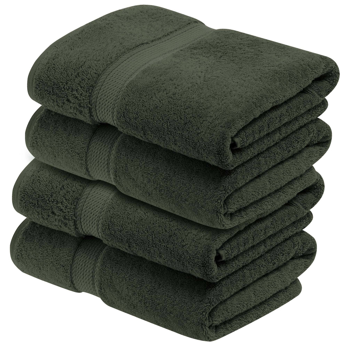 Superior Egyptian Cotton Plush Absorbent 4 - pc Bath Towel Set, Forest Green
