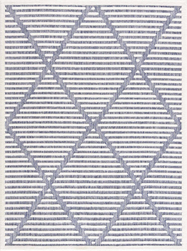 Hauteloom Anah Blue Outdoor Rug - Modern Outdoor Area Rug for Patio, Living Room, Bedroom - 6'7" x 9' Rectangle