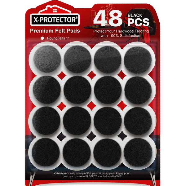 Chair Pads Floor Protectors X - Protector - 48 Pcs 25mm - Felt Furniture Pads - Premium Chair Feet Protectors - Protect Wood Floors with Chair Leg