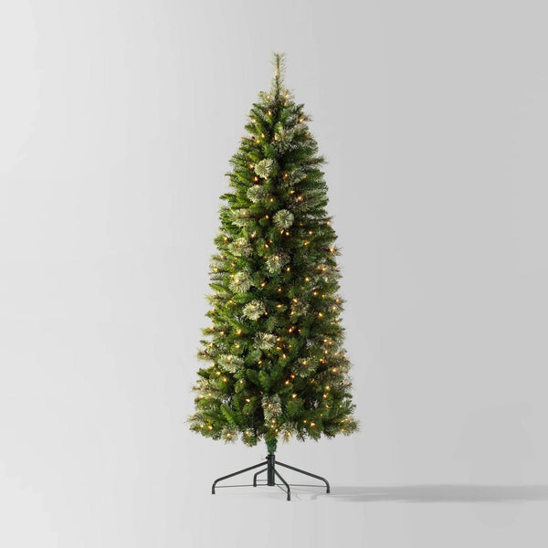 6' Pre - Lit Slim Virginia Pine Artificial Christmas Tree Clear Lights - Wondershop