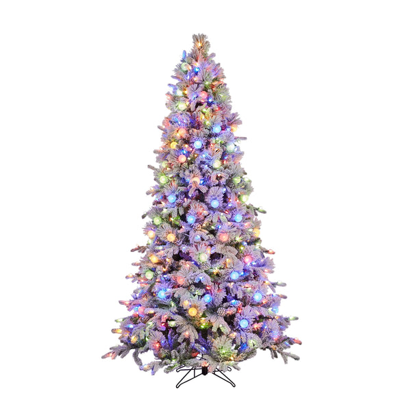 GE 7.5 - ft Candlewood Pine Pre - Lit Flocked Artificial Christmas Tree with LED Lights - 20105LO