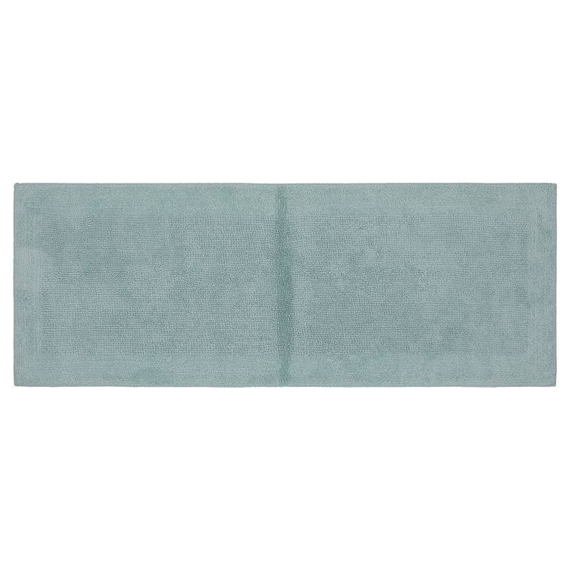 Sonoma Goods for Life Cotton Reversible Solid Border Bath Rug Runner Turquoise/Blue 22X60