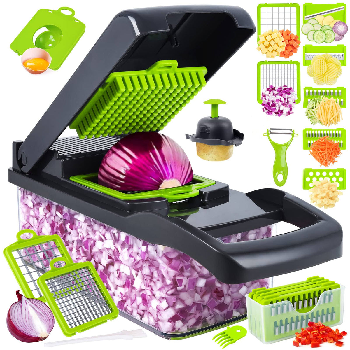 SNIFITAR Vegetable Chopper, Pro Onion Chopper, 14 in 1Multifunctional Food Chopper, Kitchen Vegetable Slicer Dicer Cutter, Veggie Chopper
