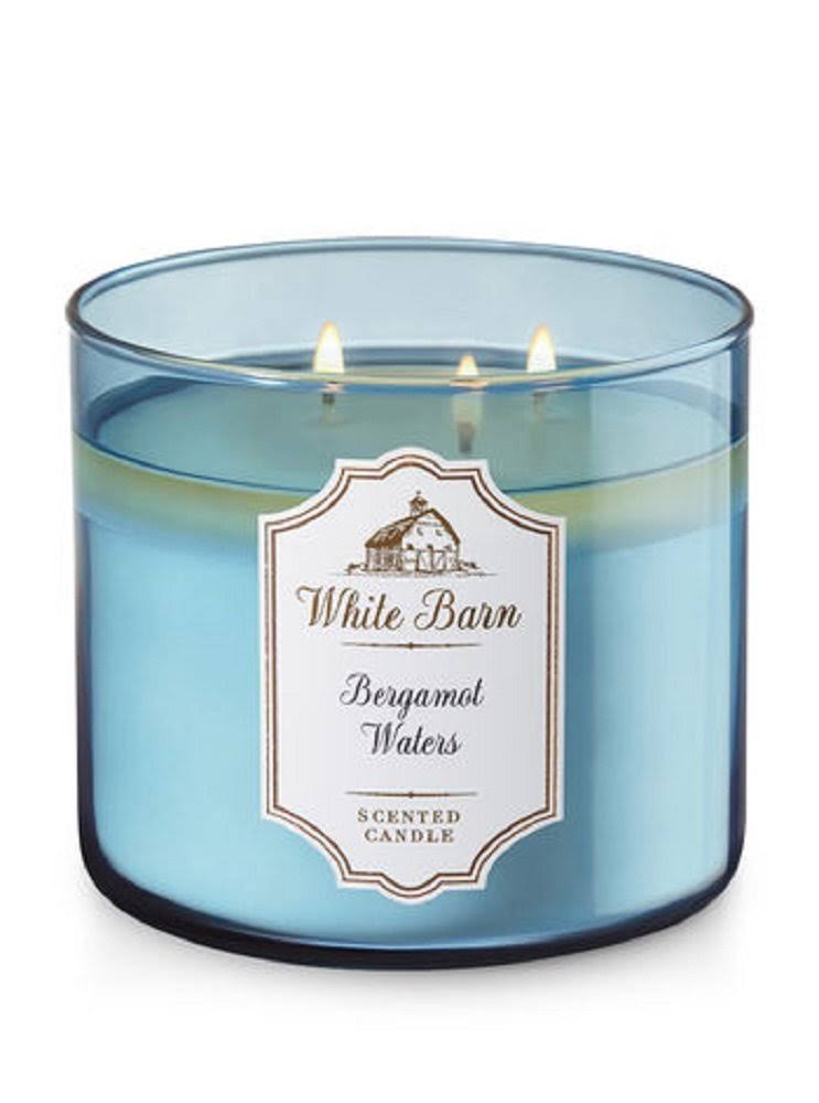 Bath & Body Works 3 - Wick Candle in Bergamot Waters, Blue