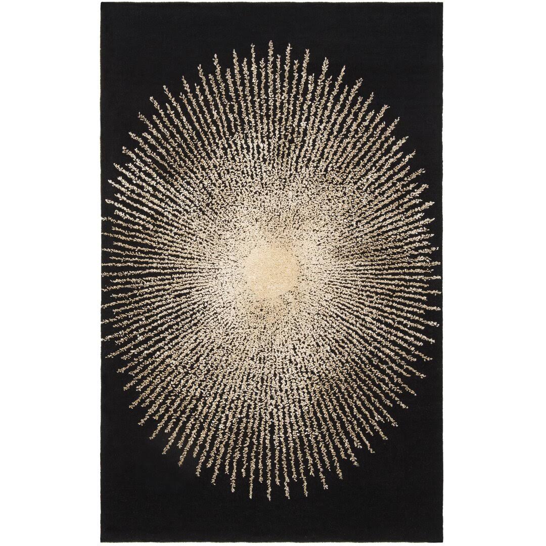 Orren Ellis Olivarria Hand - Tufted Black/Beige Area Rug, Size: Rectangle 2' x 3'