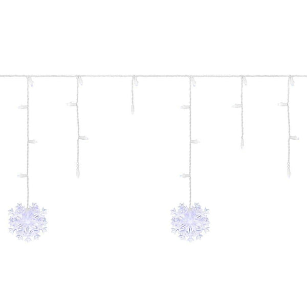 Home Accents Holiday 70 - Light LED White Dome with Snowflakes Icicle Light Set