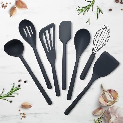 Healthy Non - Toxic PFAS Free Cookware - Platinum Silicone Tools 7 - Piece Utensil Set by GreenPan