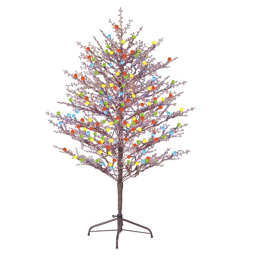 GE 5 - ft Winterberry Pre - Lit Brown Artificial Christmas Tree with LED Lights - 20009LO