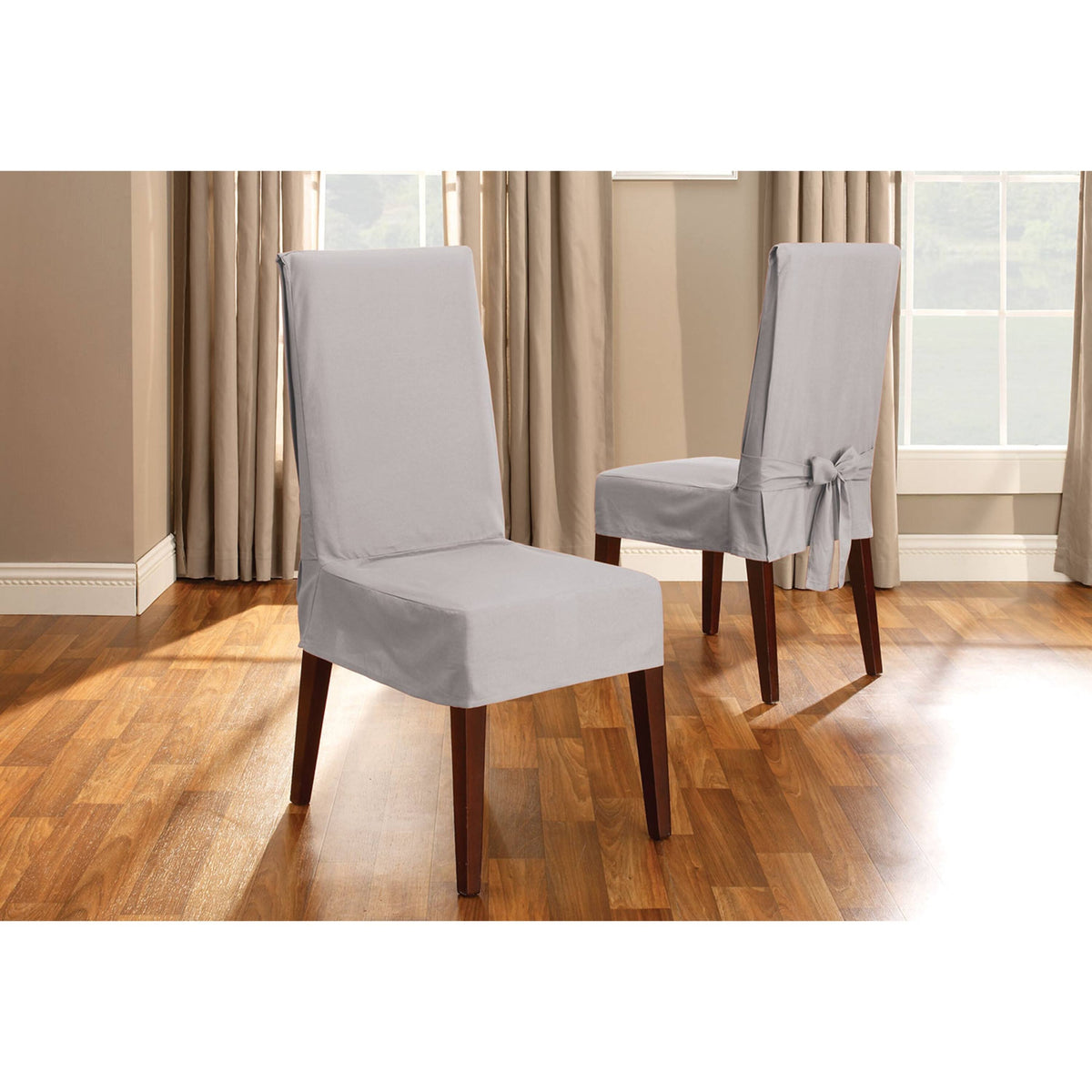 SureFit Duck Short Dining Chair Slipcover, Gray