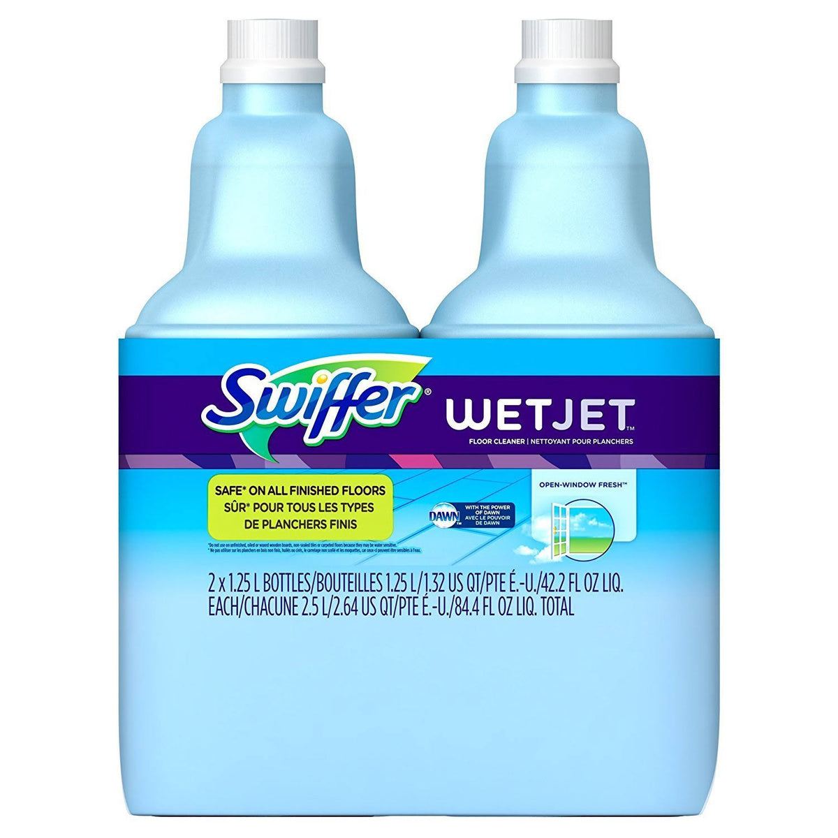 Swiffer WetJet Multi - Purpose Floor Cleaner Solution Refill, Open Window Fresh Scent, 1.25 Liter (Pack of 2)